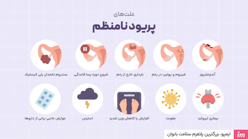 علت پریود نامنظم در خانم‌ها