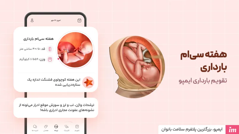 وضعیت جنین در هفته سی ام بارداری