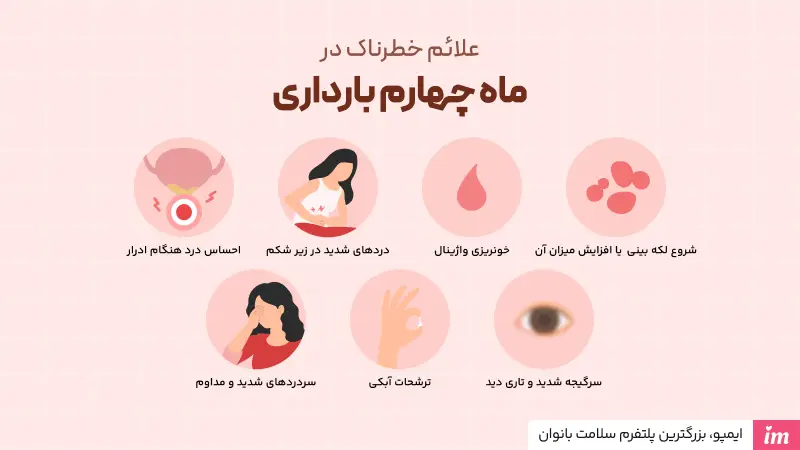 علائم خطرناک در ماه چهارم بارداری